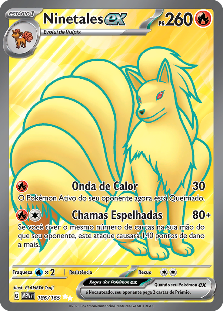 Ninetales ex 186 — 151 (Portuguese Pokémon TCG card)