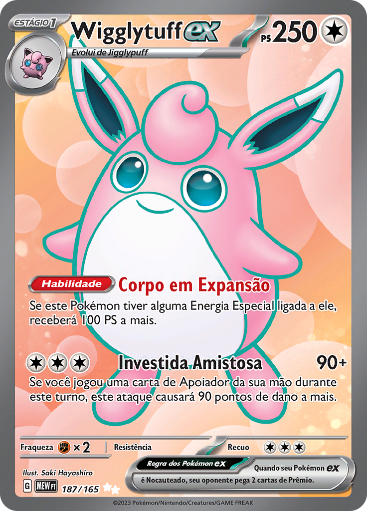 Wigglytuff ex 187 — 151 (Portuguese Pokémon TCG card)