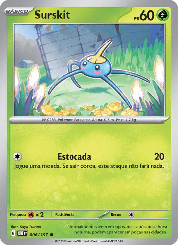 Surskit 006 — Obsidiana em Chamas (Portuguese Pokémon TCG card)
