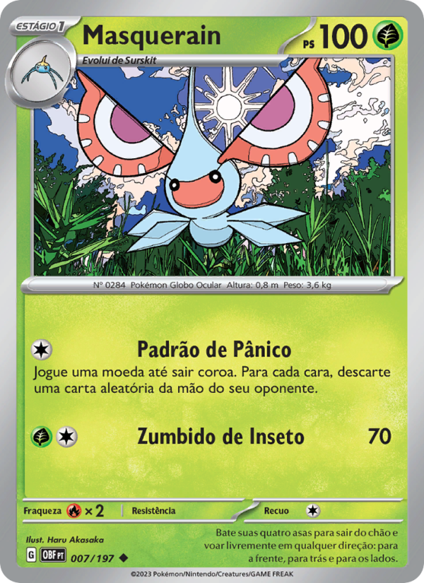 Masquerain 007 — Obsidiana em Chamas (Portuguese Pokémon TCG card)