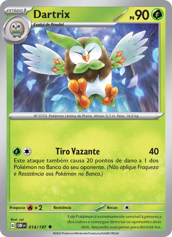 Dartrix 014 — Obsidiana em Chamas (Portuguese Pokémon TCG card)