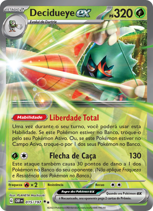Decidueye ex 015 — Obsidiana em Chamas (Portuguese Pokémon TCG card)