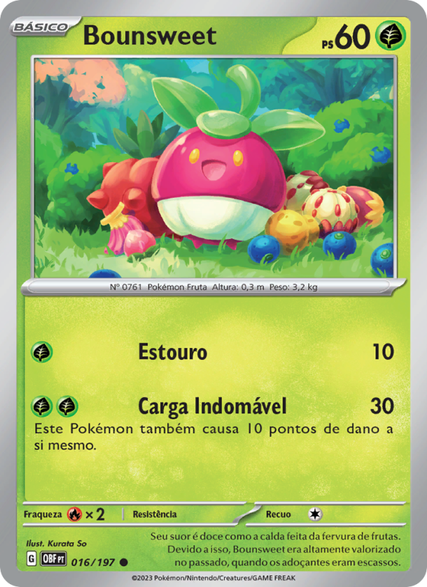 Bounsweet 016 — Obsidiana em Chamas (Portuguese Pokémon TCG card)