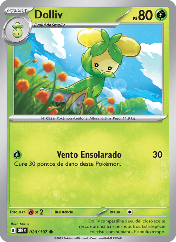 Dolliv 020 — Obsidiana em Chamas (Portuguese Pokémon TCG card)