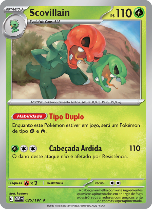 Scovillain 025 — Obsidiana em Chamas (Portuguese Pokémon TCG card)