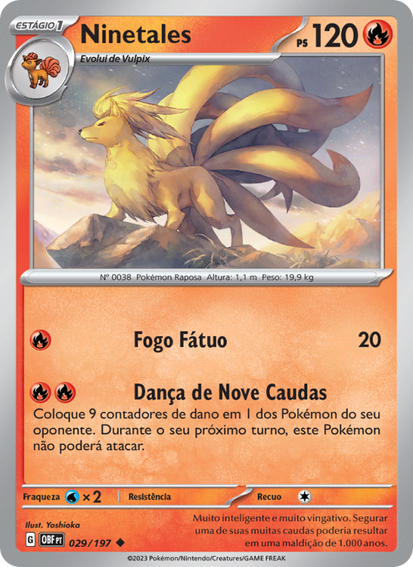 Ninetales 029 — Obsidiana em Chamas (Portuguese Pokémon TCG card)