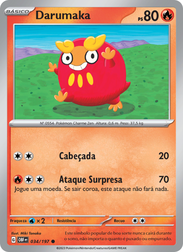 Darumaka 034 — Obsidiana em Chamas (Portuguese Pokémon TCG card)