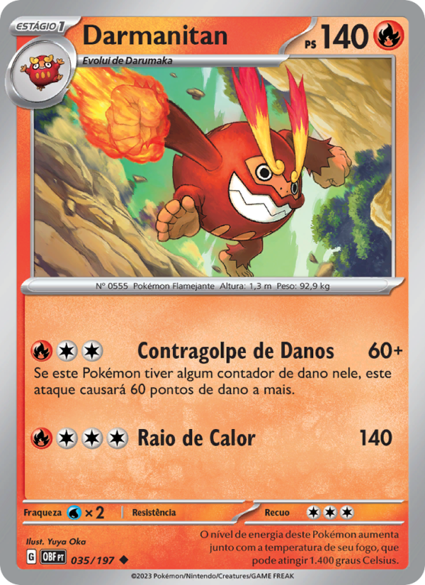 Darmanitan 035 — Obsidiana em Chamas (Portuguese Pokémon TCG card)