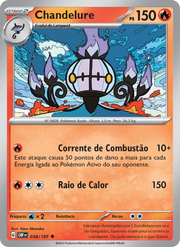 Chandelure 038 — Obsidiana em Chamas (Portuguese Pokémon TCG card)