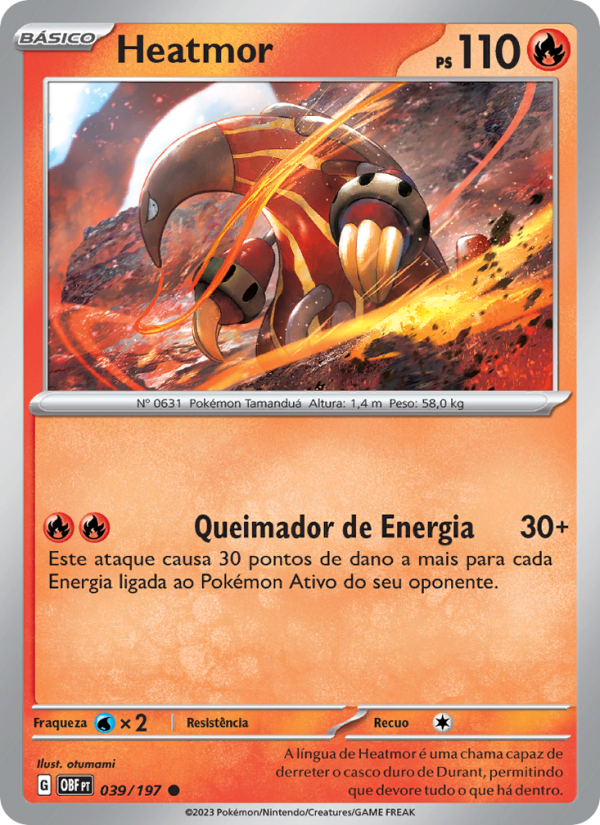Heatmor 039 — Obsidiana em Chamas (Portuguese Pokémon TCG card)