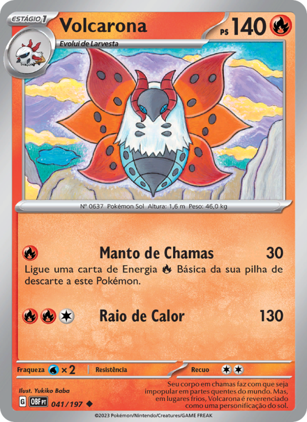 Volcarona 041 — Obsidiana em Chamas (Portuguese Pokémon TCG card)