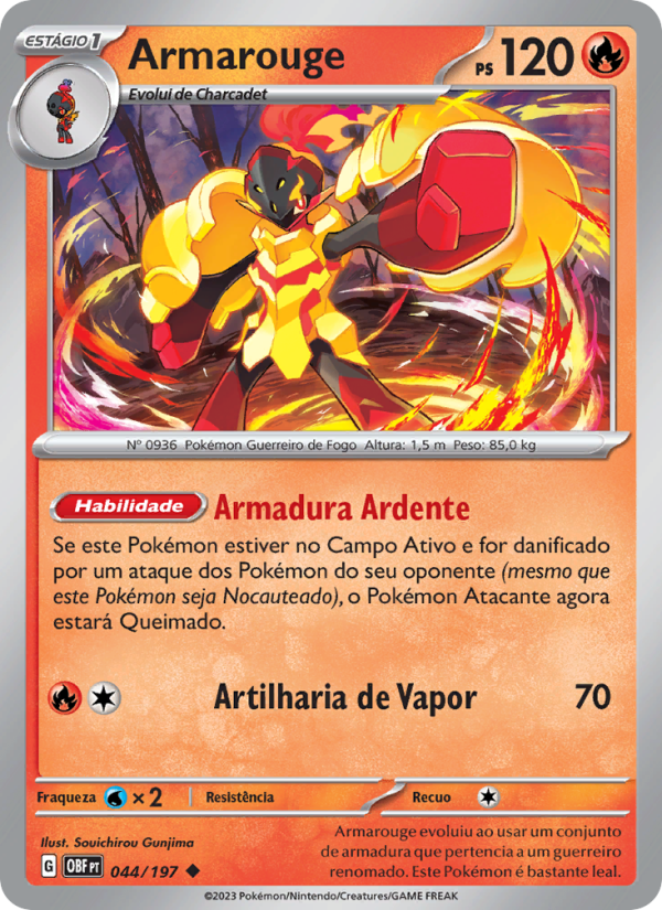 Armarouge 044 — Obsidiana em Chamas (Portuguese Pokémon TCG card)