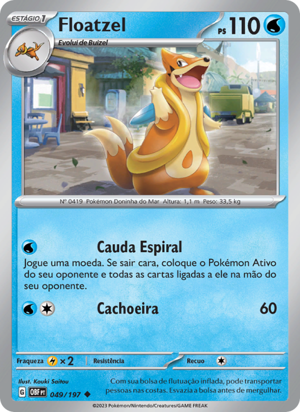 Floatzel 049 — Obsidiana em Chamas (Portuguese Pokémon TCG card)