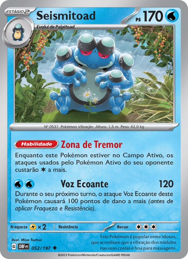 Seismitoad 052 — Obsidiana em Chamas (Portuguese Pokémon TCG card)