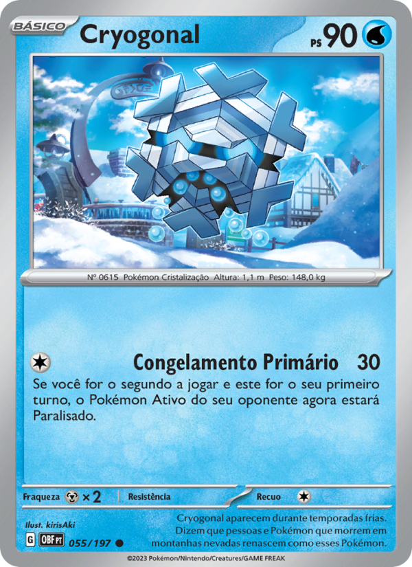 Cryogonal 055 — Obsidiana em Chamas (Portuguese Pokémon TCG card)