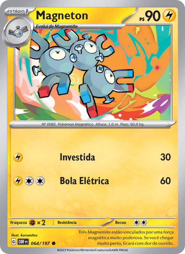 Magneton 064 — Obsidian Flames (Portuguese Pokémon TCG card)
