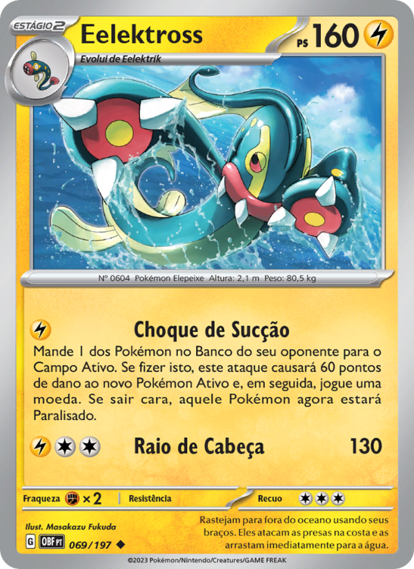 Eelektross 069 — Obsidiana em Chamas (Portuguese Pokémon TCG card)