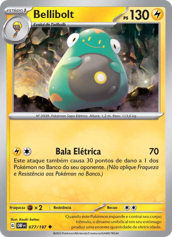 Bellibolt 077 — Obsidiana em Chamas (Portuguese Pokémon TCG card)