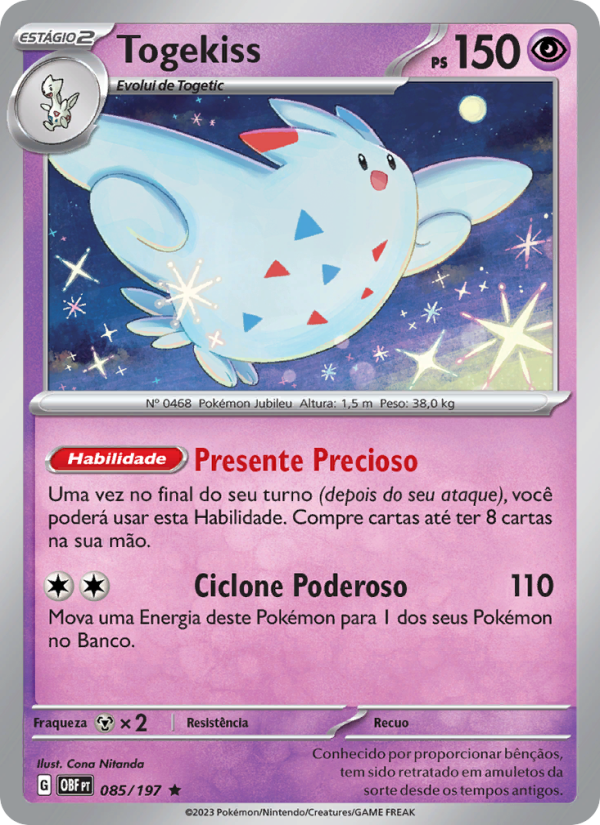 Togekiss 085 — Obsidiana em Chamas (Portuguese Pokémon TCG card)