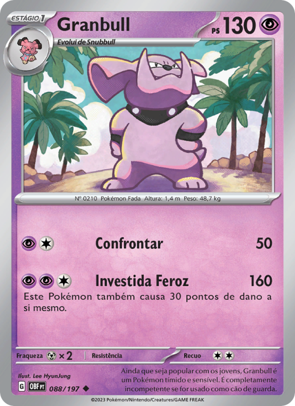 Granbull 088 — Obsidian Flames (Portuguese Pokémon TCG card)