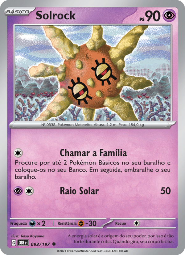 Solrock 093 — Obsidiana em Chamas (Portuguese Pokémon TCG card)