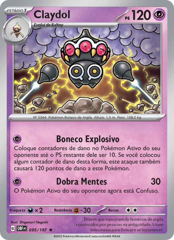 Claydol 095 — Obsidiana em Chamas (Portuguese Pokémon TCG card)