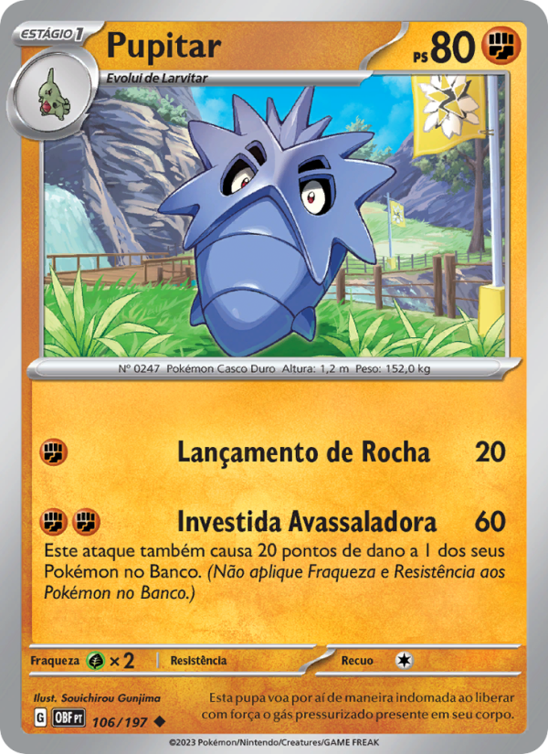 Pupitar 106 — Obsidiana em Chamas (Portuguese Pokémon TCG card)