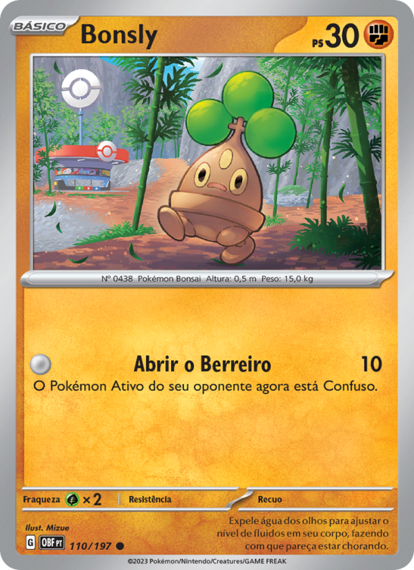 Bonsly 110 — Obsidian Flames (Portuguese Pokémon TCG card)