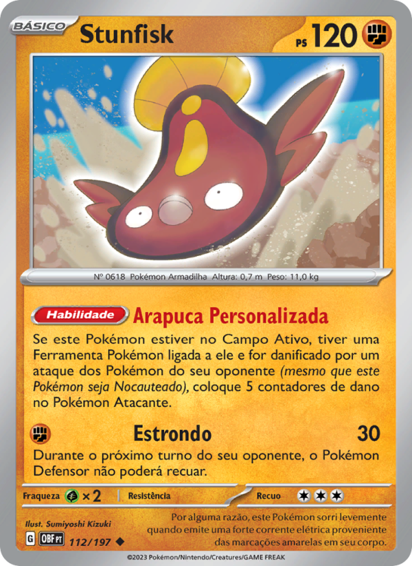 Stunfisk 112 — Obsidiana em Chamas (Portuguese Pokémon TCG card)