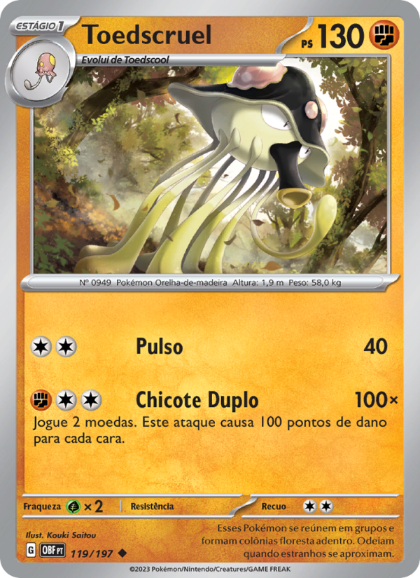 Toedscruel 119 — Obsidian Flames (Portuguese Pokémon TCG card)