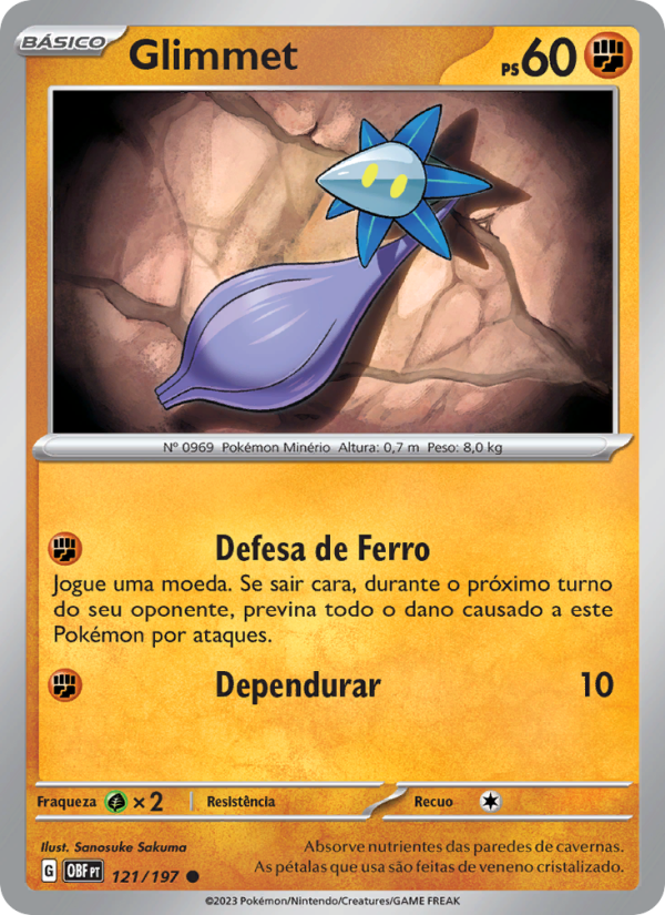 Glimmet 121 — Obsidiana em Chamas (Portuguese Pokémon TCG card)