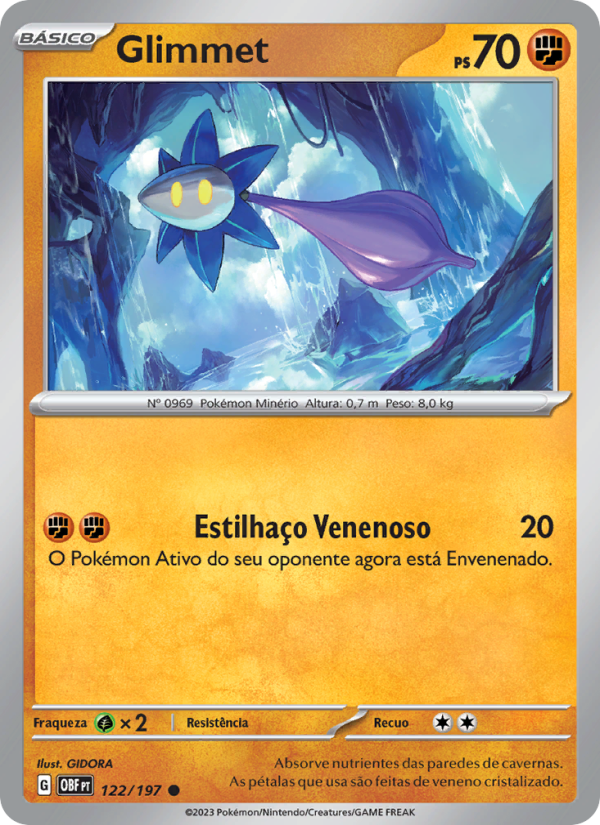 Glimmet 122 — Obsidiana em Chamas (Portuguese Pokémon TCG card)