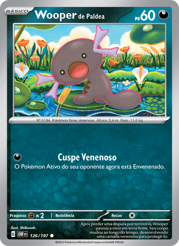 Wooper de Paldea 126 — Obsidiana em Chamas (Portuguese Pokémon TCG card)