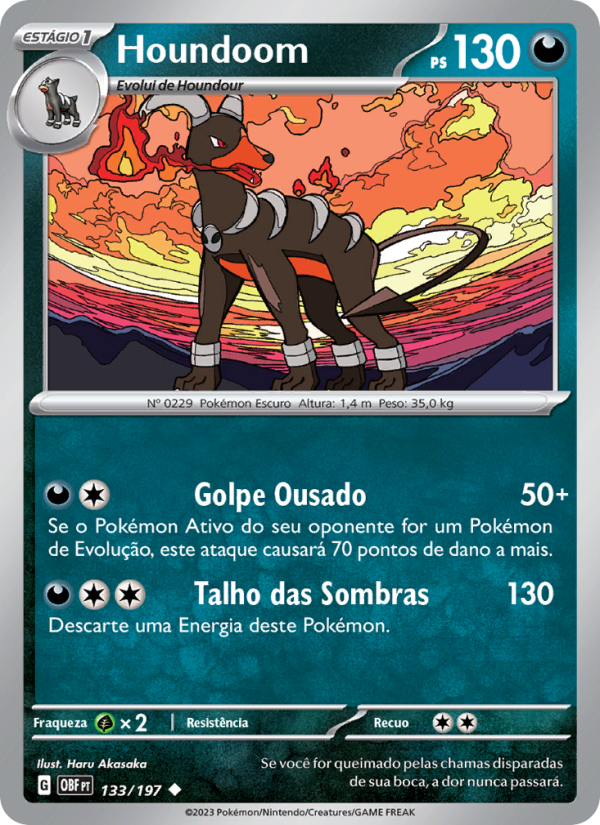 Houndoom 133 — Obsidiana em Chamas (Portuguese Pokémon TCG card)