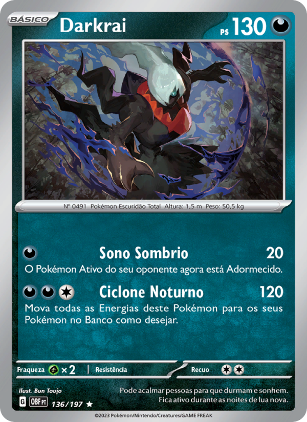 Darkrai 136 — Obsidiana em Chamas (Portuguese Pokémon TCG card)