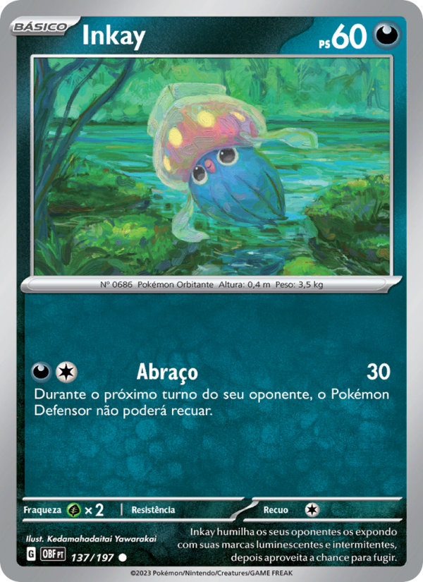 Inkay 137 — Obsidiana em Chamas (Portuguese Pokémon TCG card)
