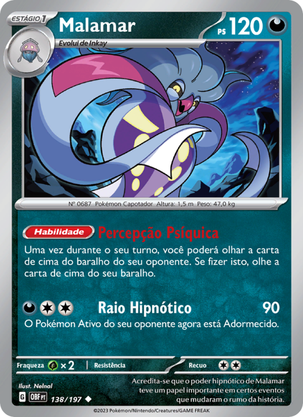 Malamar 138 — Obsidiana em Chamas (Portuguese Pokémon TCG card)