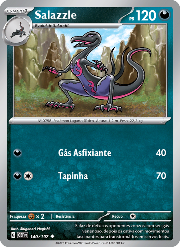 Salazzle 140 — Obsidiana em Chamas (Portuguese Pokémon TCG card)