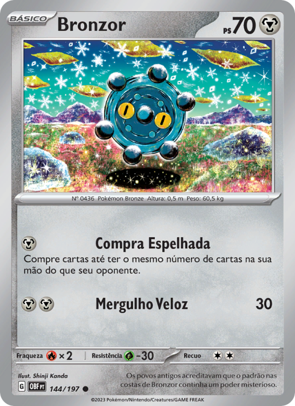 Bronzor 144 — Obsidiana em Chamas (Portuguese Pokémon TCG card)
