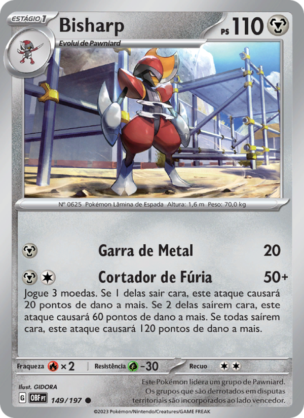 Bisharp 149 — Obsidiana em Chamas (Portuguese Pokémon TCG card)