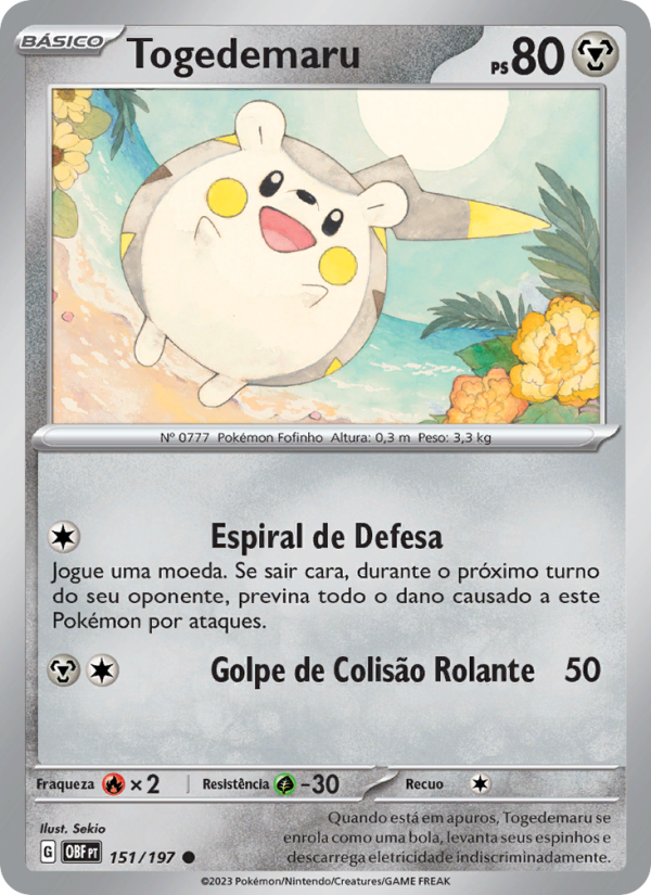 Togedemaru 151 — Obsidiana em Chamas (Portuguese Pokémon TCG card)