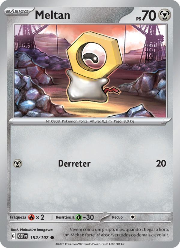 Meltan 152 — Obsidiana em Chamas (Portuguese Pokémon TCG card)