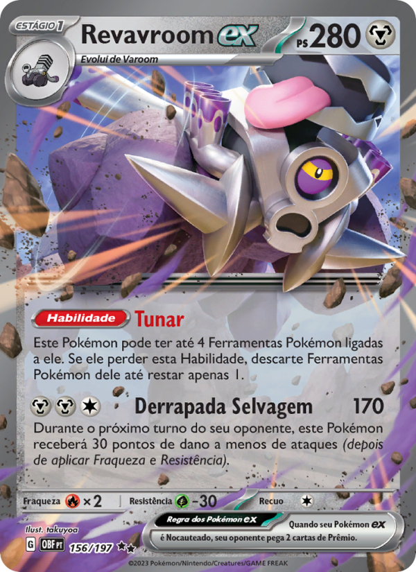Revavroom ex 156 — Obsidiana em Chamas (Portuguese Pokémon TCG card)