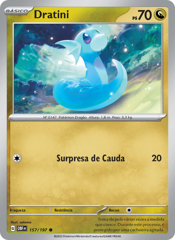 Dratini 157 — Obsidiana em Chamas (Portuguese Pokémon TCG card)