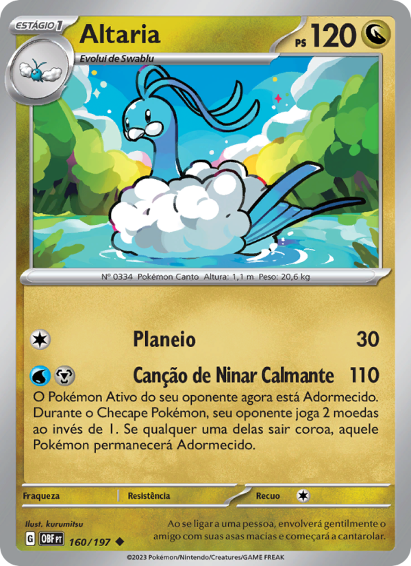Altaria 160 — Obsidiana em Chamas (Portuguese Pokémon TCG card)
