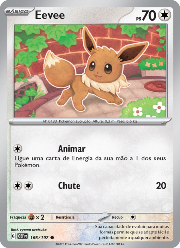 Eevee 166 — Obsidiana em Chamas (Portuguese Pokémon TCG card)