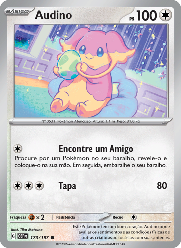 Audino 173 — Obsidiana em Chamas (Portuguese Pokémon TCG card)