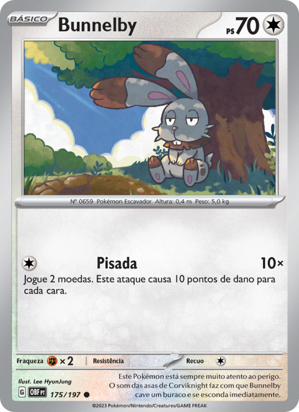 Bunnelby 175 — Obsidiana em Chamas (Portuguese Pokémon TCG card)