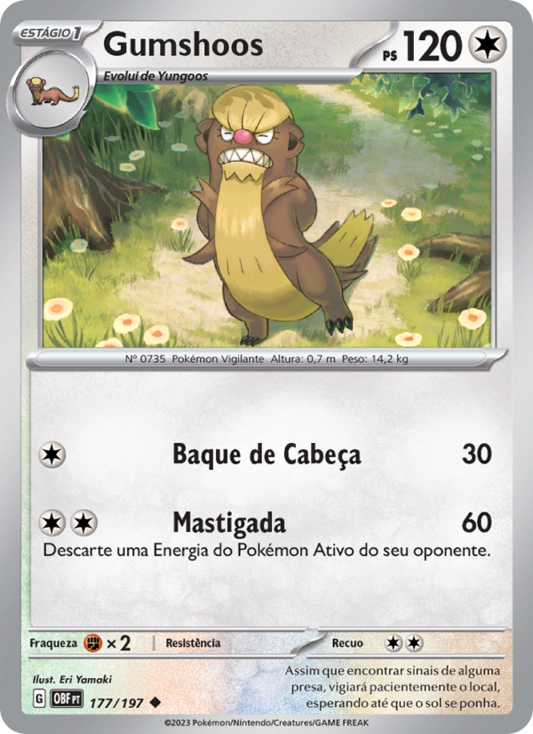 Gumshoos 177 — Obsidiana em Chamas (Portuguese Pokémon TCG card)