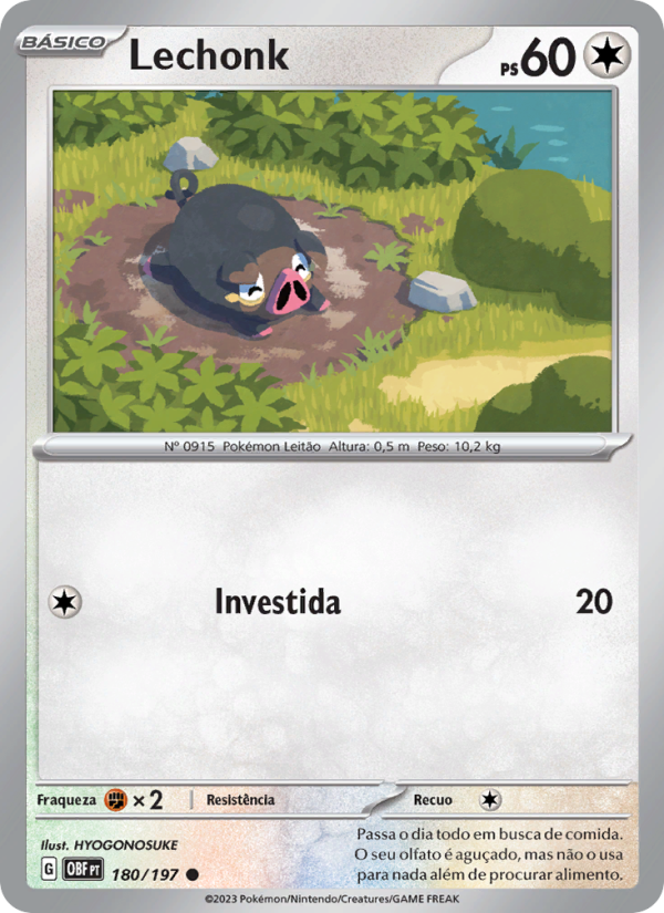 Lechonk 180 — Obsidiana em Chamas (Portuguese Pokémon TCG card)